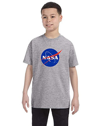 NASA Meatball Logo Youth Shirt Space Shuttle Rocket Science Geek Boys Kids GirlsTee (X-Large, Gray)