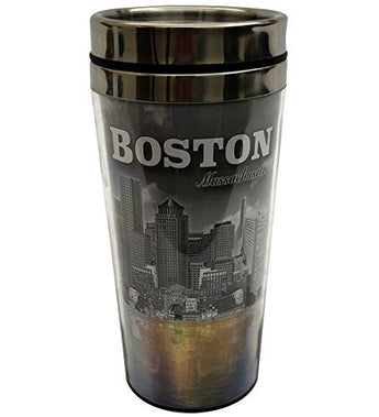 The City of Boston Massachusetts State Skyline Souvenir Travel Mug Stainless Steel Outdoor Insulated Mug