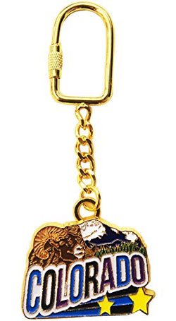 Colorado State Mouflon Mountain Gold Plated Novelty Durable Keychain, Metallic, 4