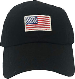 Embroidered American City Stylish Multi-Color Cap | Unisex Cotton Baseball Cap (USA Flag Black)
