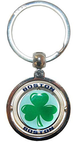 Boston City Shamrock Souvenir Metal Double Spinner Durable Novelty Keychain