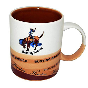 Houston City 11oz 3 Tone Matte Busting Bronco Durable Heavy Solid Base Ceramic Coffee Mug