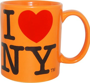I Love New York Colorful Mugs- 11 oz Double Sided I Love NY Mugs in Colors Yellow, Pink, Orange, Blue, Purple, Black and White Souvenirs (Orange)