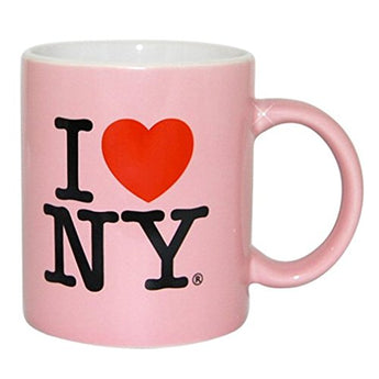 I Love NY Pink I Love NY Mug, 11oz Mug with White Inside, Light Pink Outside I Love NY Souvenir Mugs
