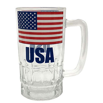 USA Large Patriotic Beer Mug 15oz USA Flag Etched Souvenir Beer Mug | 15oz USA Flag Beer Mug | Gift for Beer Lover | Perfect Souvenir Gift Collection