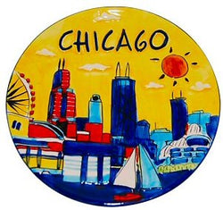 Great Places To You Chicago Hand Painted Yellow Plate, Chicago Souvenirs, Chicago Gifts
