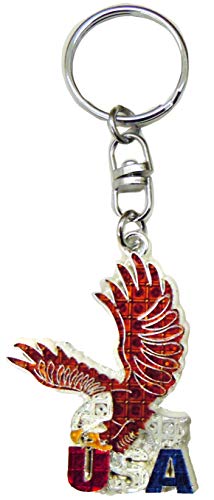 CityDreamShop USA Silvertone Keychain with Eagle Design for Bag & Car Jewelry Accessory | Perfect Souvenir Gift Collection for USA & Eagle Lover