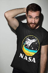 CityDreamShop NASA Retro Rocket-Ship Short Sleeve T-Shirt (XL) Black