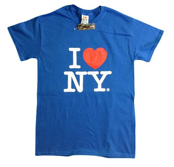 I Love NY Royal Blue Unisex Tee Short Sleeve Screen Print Heart T-Shirt (XL)
