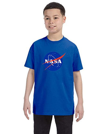 NASA Meatball Logo Youth Shirt Space Shuttle Rocket Science Geek Boys Kids GirlsTee (Small, Blue)
