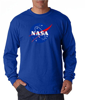 econoShirts NASA Meatball Logo Long Sleeve Shirt Space Shuttle Rocket Science Geek Tee (Small, Blue)