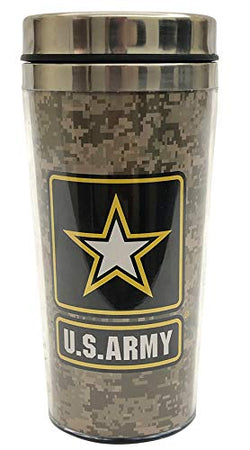 US Army Travel Mug Camouflage Tumbler with Vacuum Insulated Stainless Steel & Printed US Army Emblem | Perfect Souvenir Gift Collection for Men & Women