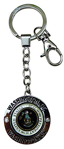 Washington D.C. Silvertone Key Ring with Glazing USA President's Seal Keychain for Bag & Car Jewelry Accessory | Perfect Souvenir Gift Collection