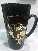 State of Texas Black and Gold Designed Collection of Texas Drinkware and Souvenirs (Java Mug)