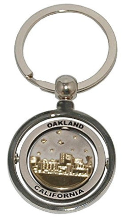 Oakland Souvenir Metal Keychain Featuring the Famous Oakland Skyline That Spins