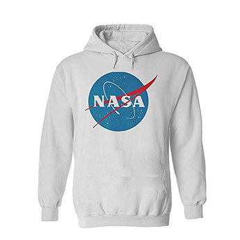 NASA National Space Administration Logo Men Women Unisex Hooded Sweatshirt Hoodie, White, Medium