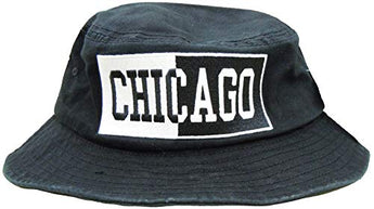 Embroidered Chicago Distressed Black Bucket Hat - Fashionable Unisex Cotton Chicago City Summer Travel Hat - Hat for Dad - Perfect Souvenir Gift for Men, Women & Kids