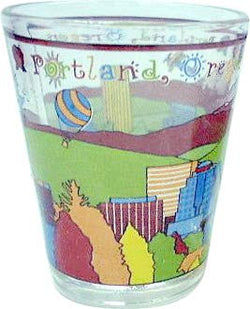 Portland Oregon Skyline and Mountains Designed Shot Glass