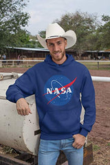 NASA Space Logo Printed Hoodie Sweatshirt- Kangaroo Pocket Unisex Hooded Sweater (Navy, Small)