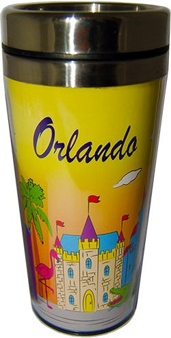 Collection of City Branded Beautifully Designed Travel Mugs (Orlando)