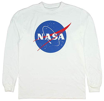 econoShirts NASA Meatball Logo Long Sleeve Shirt Space Shuttle Rocket Science Geek Tee (Small, White)