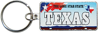 State of Texas Souvenir License Plate Keychain- Featuring the lone star state