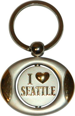 Seattle Souvenir Metal Keychain Featuring the Famous I Heart Seattle Logo That Spins