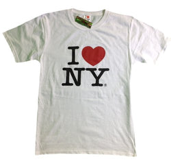 I Love NY New York Short Sleeve Screen Print Heart T-Shirt White Small