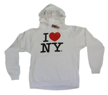 I Love NY New York Hoodie Screen Print Heart Sweatshirt White Medium