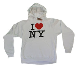 I Love NY New York Hoodie Screen Print Heart Sweatshirt White XL
