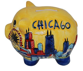 CityDreamShop Hand Painted Chicago Piggy Bank- Work of Art