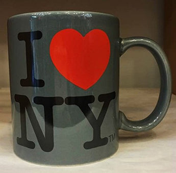 Licensed I Love NY Mugs in All Colors (11 oz) with inscription (Gray)