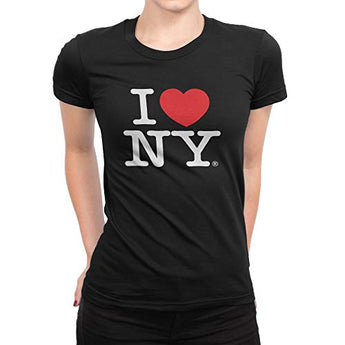 I Love NY New York Womens T-Shirt Spandex Tee Heart Black Large