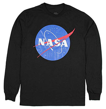 econoShirts NASA Meatball Logo Long Sleeve Shirt Space Shuttle Rocket Science Geek Tee (Medium, Black)