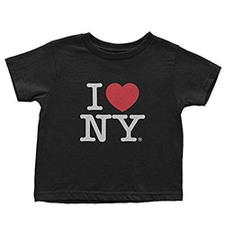 I Love NY New York Kids Short Sleeve Screen Print Heart T-Shirt Black Small (.