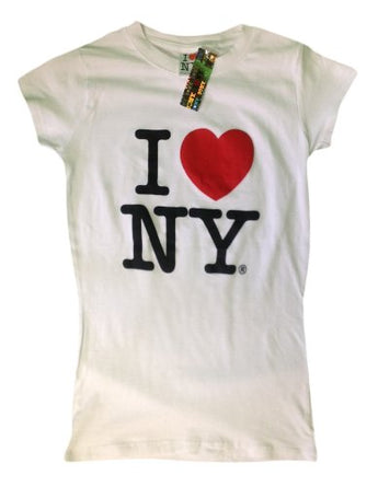 I Love NY New York Womens T-Shirt Spandex Tee Heart White Small