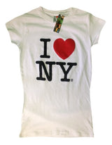 I Love NY New York Womens T-Shirt Spandex Tee Heart White Medium