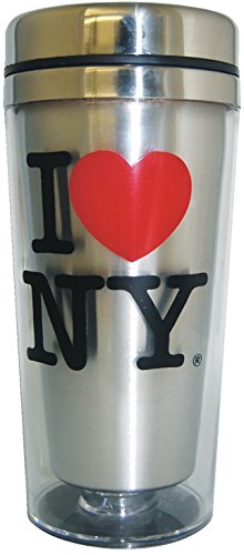 I Love New York Silver Souvenir Travel Mug (Silver)