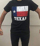 CityDreamShop State of Texas Distressed Flag Short Sleeve T-Shirt (M) Black