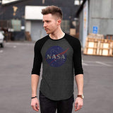 NASA Logo Mens Graphic Baseball Tee, Arctic Gray/Black, Small