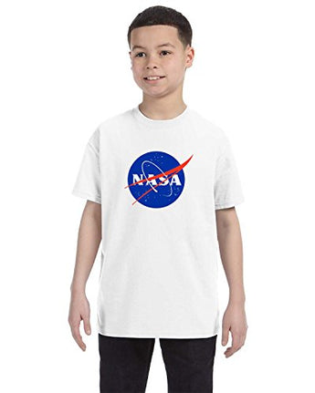 NASA Meatball Logo Youth Shirt Space Shuttle Rocket Science Geek Boys Kids GirlsTee (Small, White)