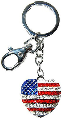 Dangle Keychains Perfect Souvenir Gift Collection (Heart USA Flag)