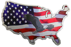 USA Shaped Flag Souvenir Patriotic Magnet Featuring Symbol of U.S. Bald Eagle