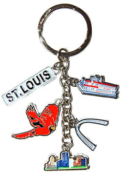 St. Louis 5 Charm Souvenir Keychain Featuring Icons of St Louis
