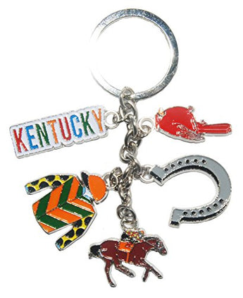 State of Kentucky 5 Charm Keychain- Featuring Kentucky Derby