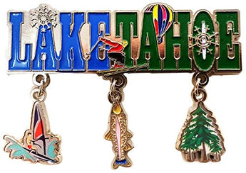 Lake Taho 3 Charm Dangle Metal Magnet