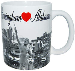 Birmingham Alabama Black and White Skyline Coffee Mug- Featuring Heart Birmingham