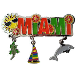 Miami Beach 3 Charm Magnet Souvenir Metal Super Magnetic Refrigerator Dangle Magnet