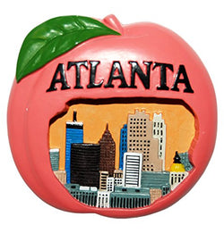 Atlanta Skyline within the famous Georgia Peach Souvenir Magnet