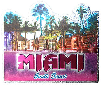 Miami Beach Colorful Foil Souvenir Magnet